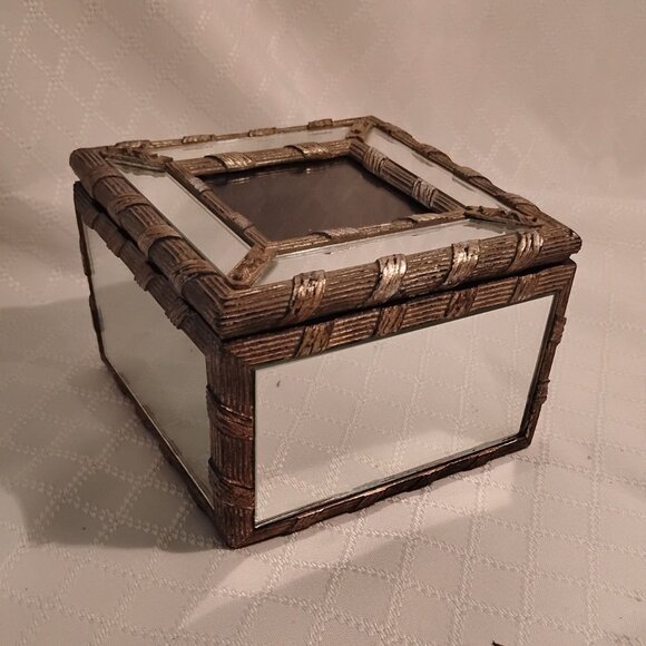 Mirrored Photo Frame Jewelry/Trinket Box W/Hinged Lid - Picture 1 of 10